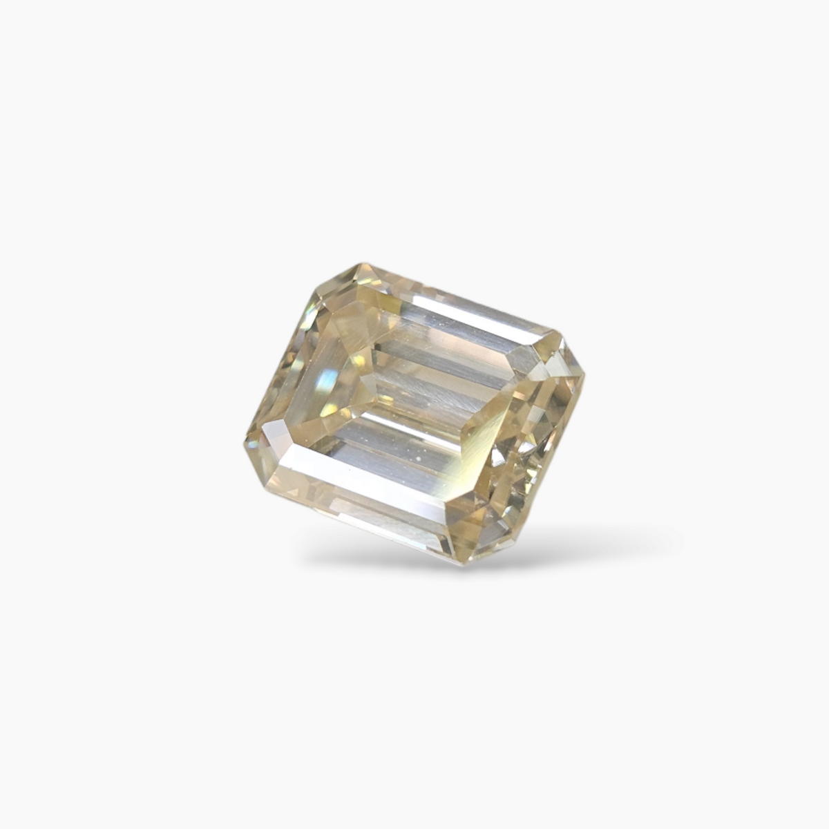 Moissanite Diamond Emerald Cut in 4.58 Carats Yellow Color