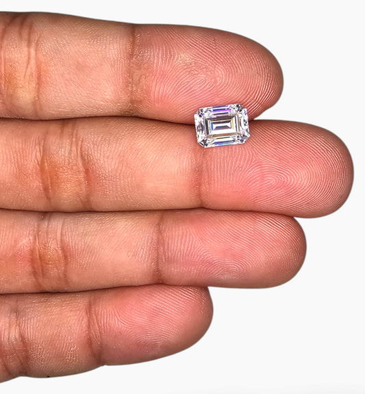 Loose Moissanite Stone Emerald Cut Shape 2.21 Carats Size 7x9mm