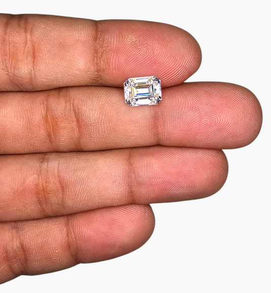 Loose Moissanite Stone Emerald Cut Shape 2.44 Carats Size 7x9mm