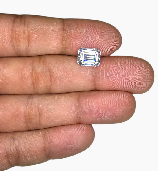 Loose Moissanite Stone Emerald Cut Shape 3.65 Carats Size 8x10mm