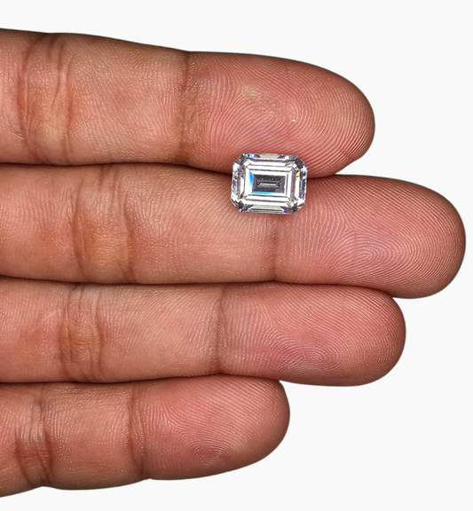 Loose Moissanite Stone Emerald Cut Shape 3.68 Carats Size 8x10mm