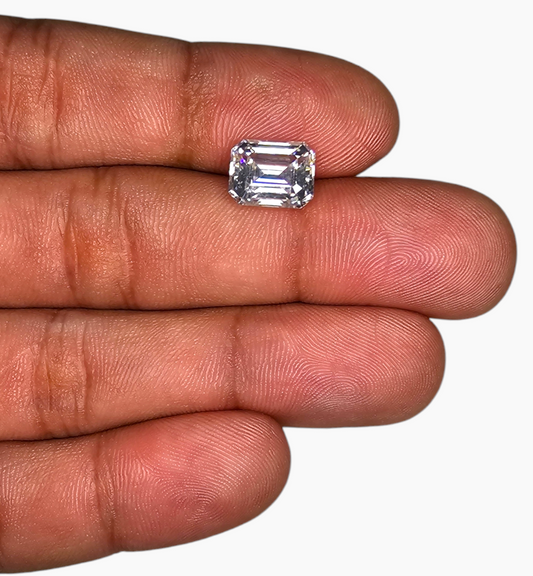 Loose Moissanite Stone Emerald Cut Shape 3.71 Carats Size 8x10mm