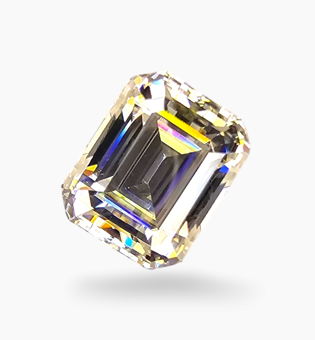 Loose Moissanite Stone Emerald Cut Shape 3.71 Carats Size 8x10mm