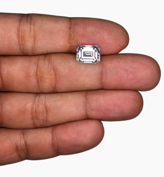 Loose Moissanite Stone Emerald Cut Shape 3.74 Carats Size 10x9mm