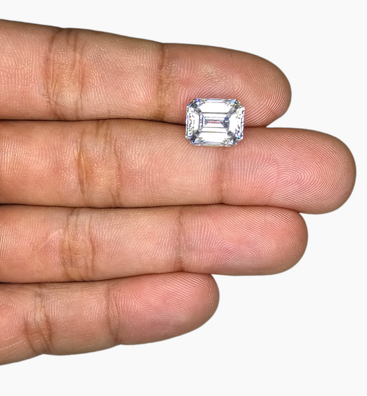 Loose Moissanite Stone Emerald Cut Shape 5.23 Carats Size 9x11mm