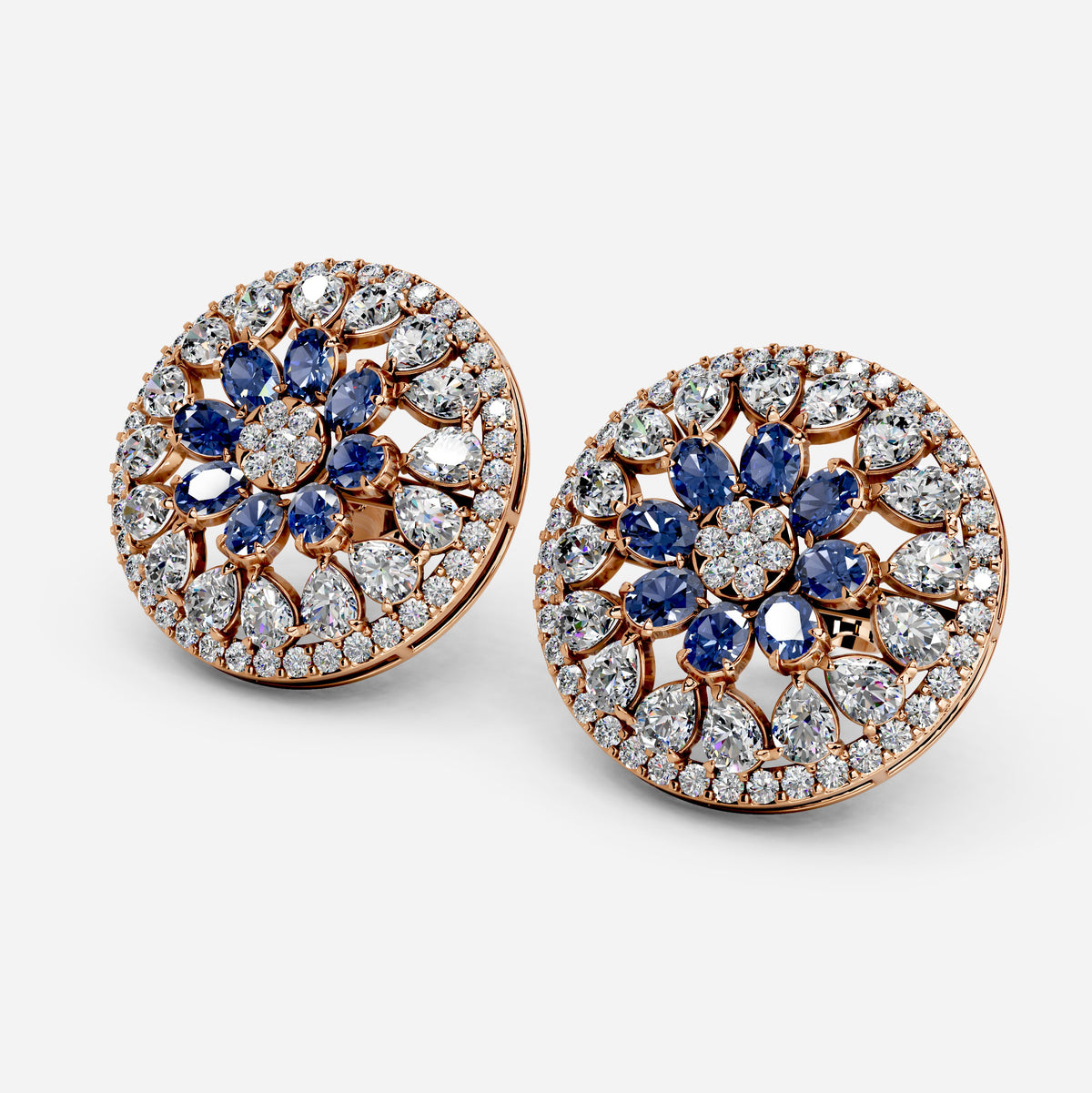 Moissanite & Sapphire Earrings for Women – 8 Gram Gold (1 Inch Size)