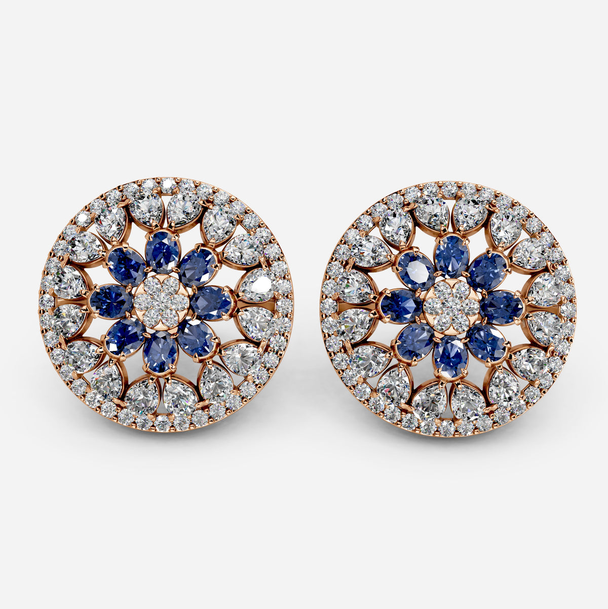 Moissanite & Sapphire Earrings for Women – 8 Gram Gold (1 Inch Size)