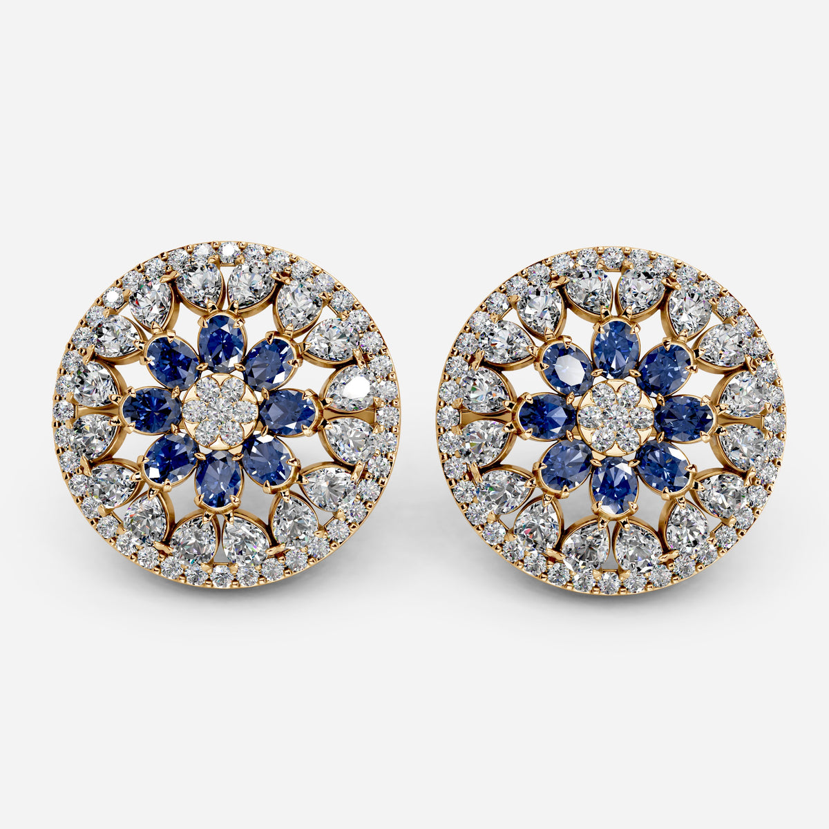 Moissanite & Sapphire Earrings for Women – 8 Gram Gold (1 Inch Size)
