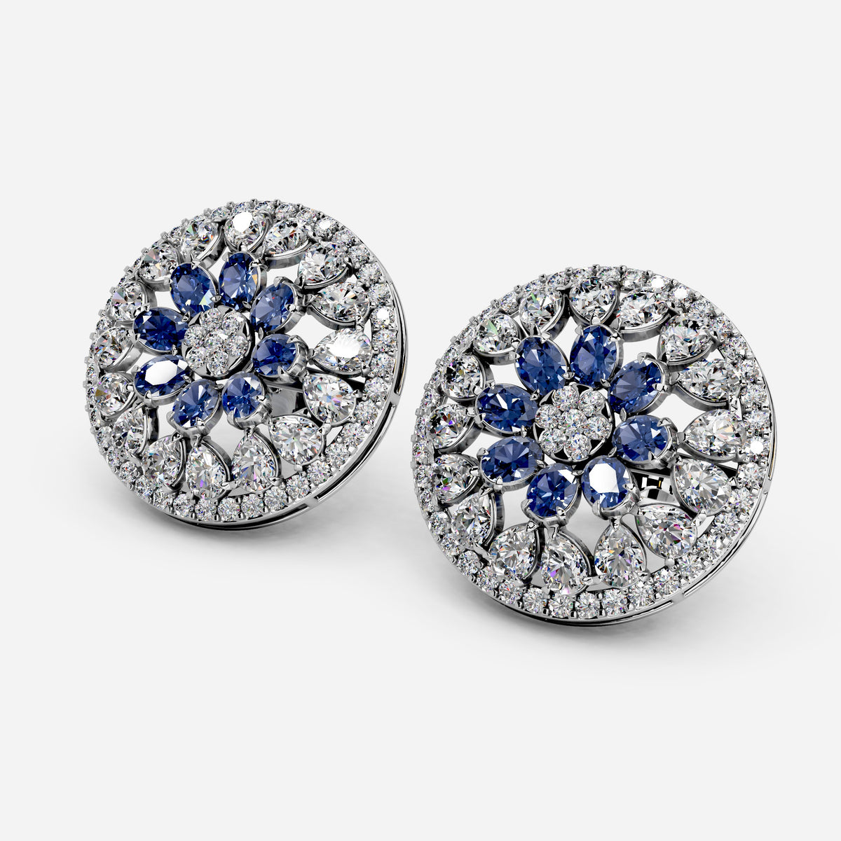 Moissanite & Sapphire Earrings for Women – 8 Gram Gold (1 Inch Size)
