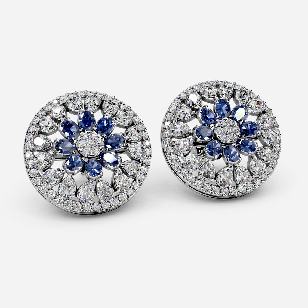 Moissanite & Sapphire Earrings for Women – 8 Gram Gold (1 Inch Size)