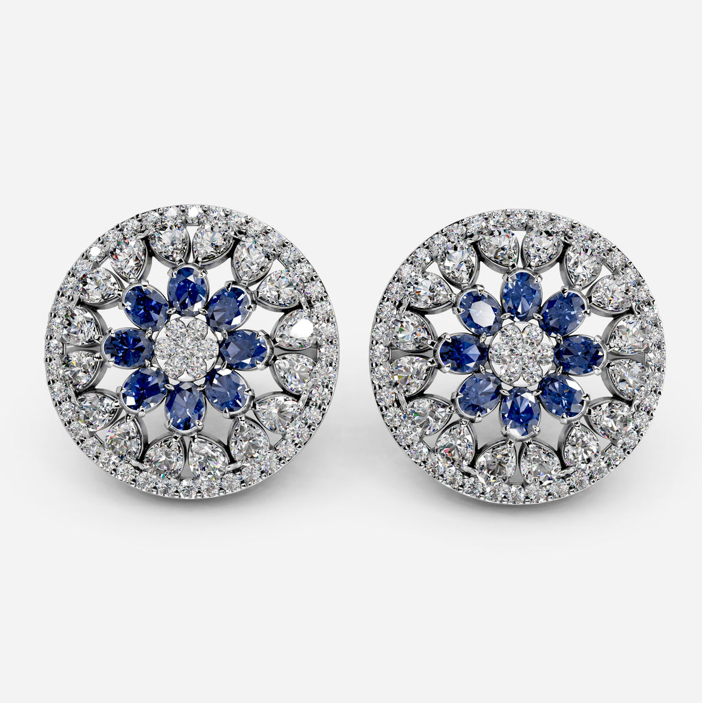 Moissanite & Sapphire Earrings for Women – 8 Gram Gold (1 Inch Size)
