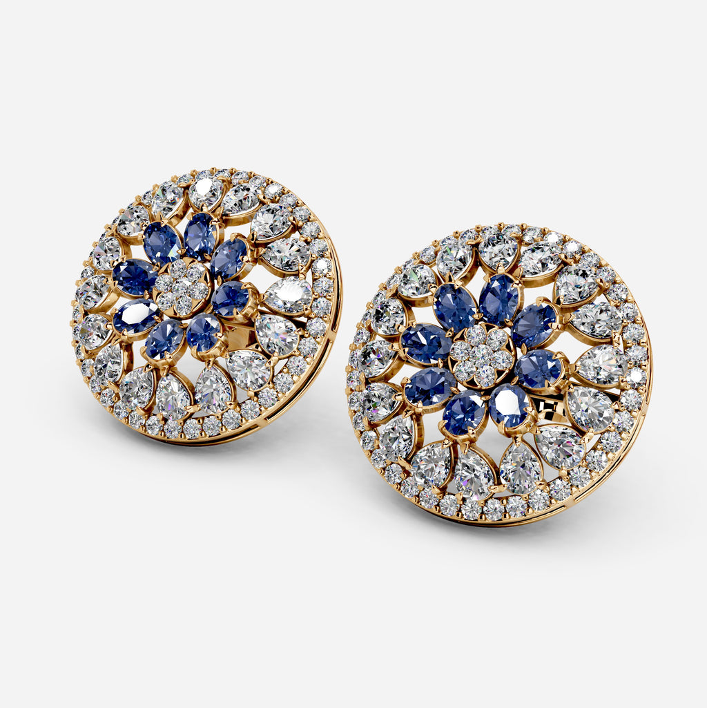 Moissanite & Sapphire Earrings for Women – 8 Gram Gold (1 Inch Size)