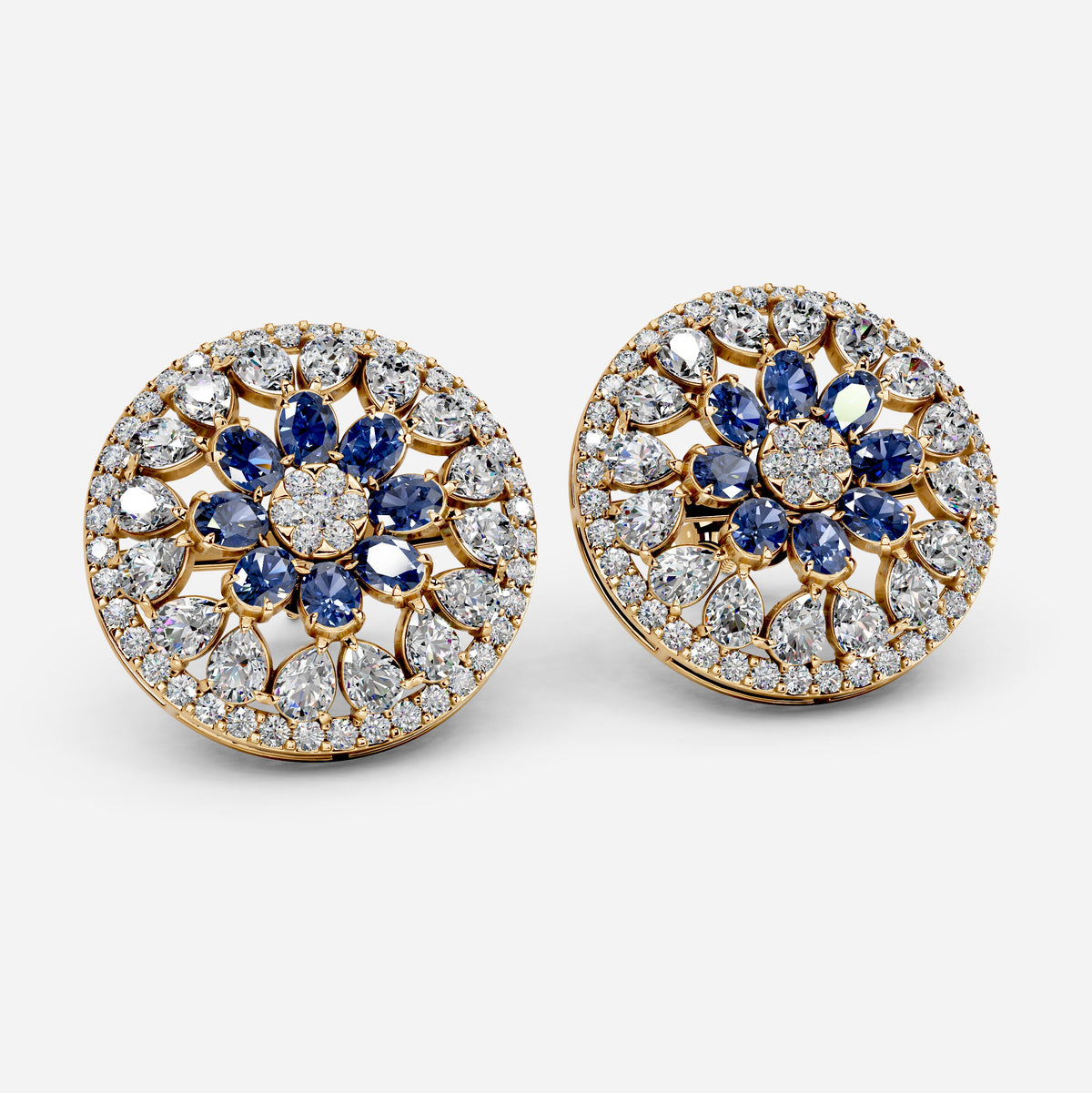 Moissanite & Sapphire Earrings for Women – 8 Gram Gold (1 Inch Size)
