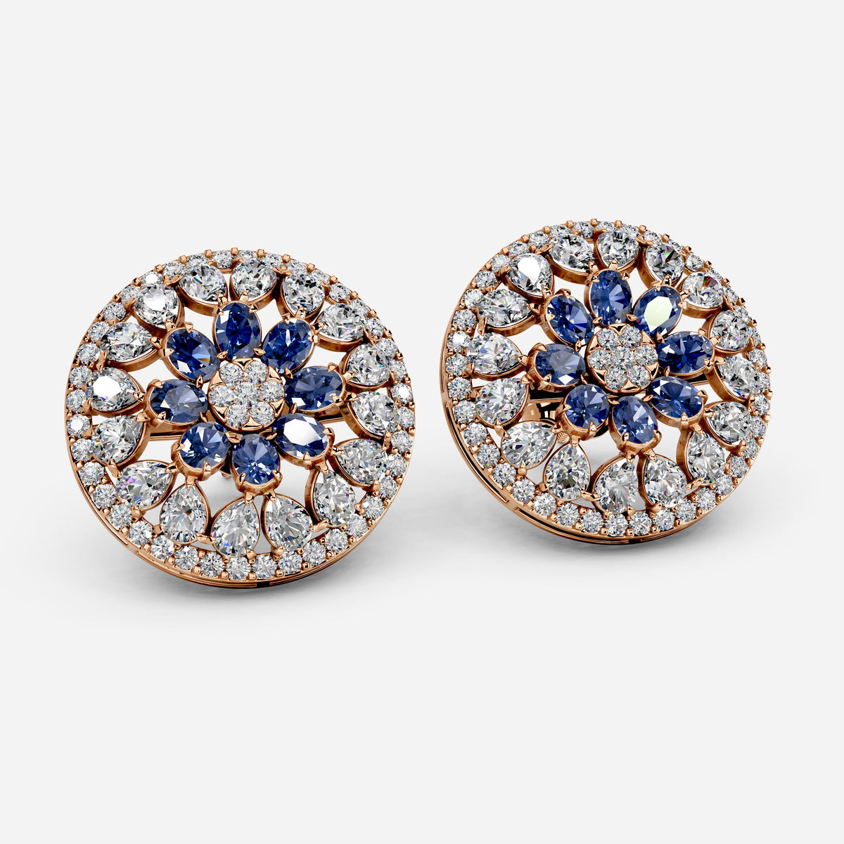 Moissanite & Sapphire Earrings for Women – 8 Gram Gold (1 Inch Size)