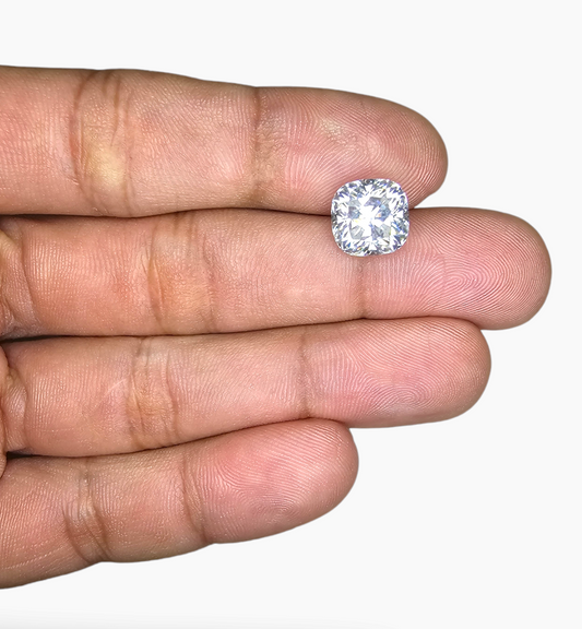 Loose Moissanite Stone Cushion Shape 4.54 Carats Size 10x10mm