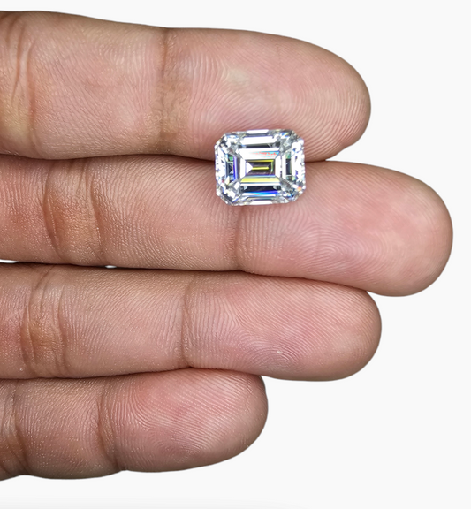 Loose Moissanite Stone Emerald Cut Shape 5.0 Carats Size 9x11mm