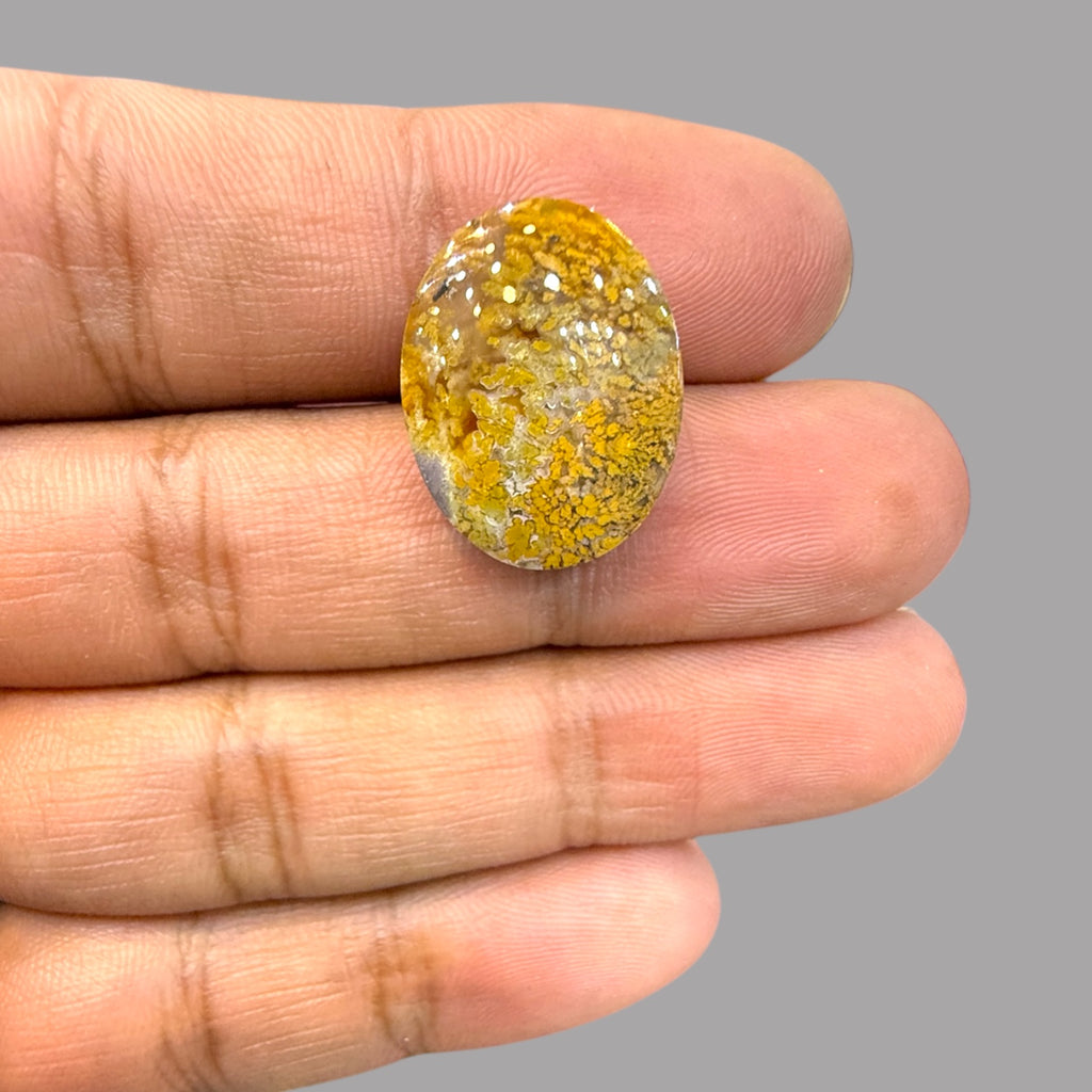 Moss Agate Oval Cabochon 17.45 Carats 19.5 x 15.3 x 8.3 mm