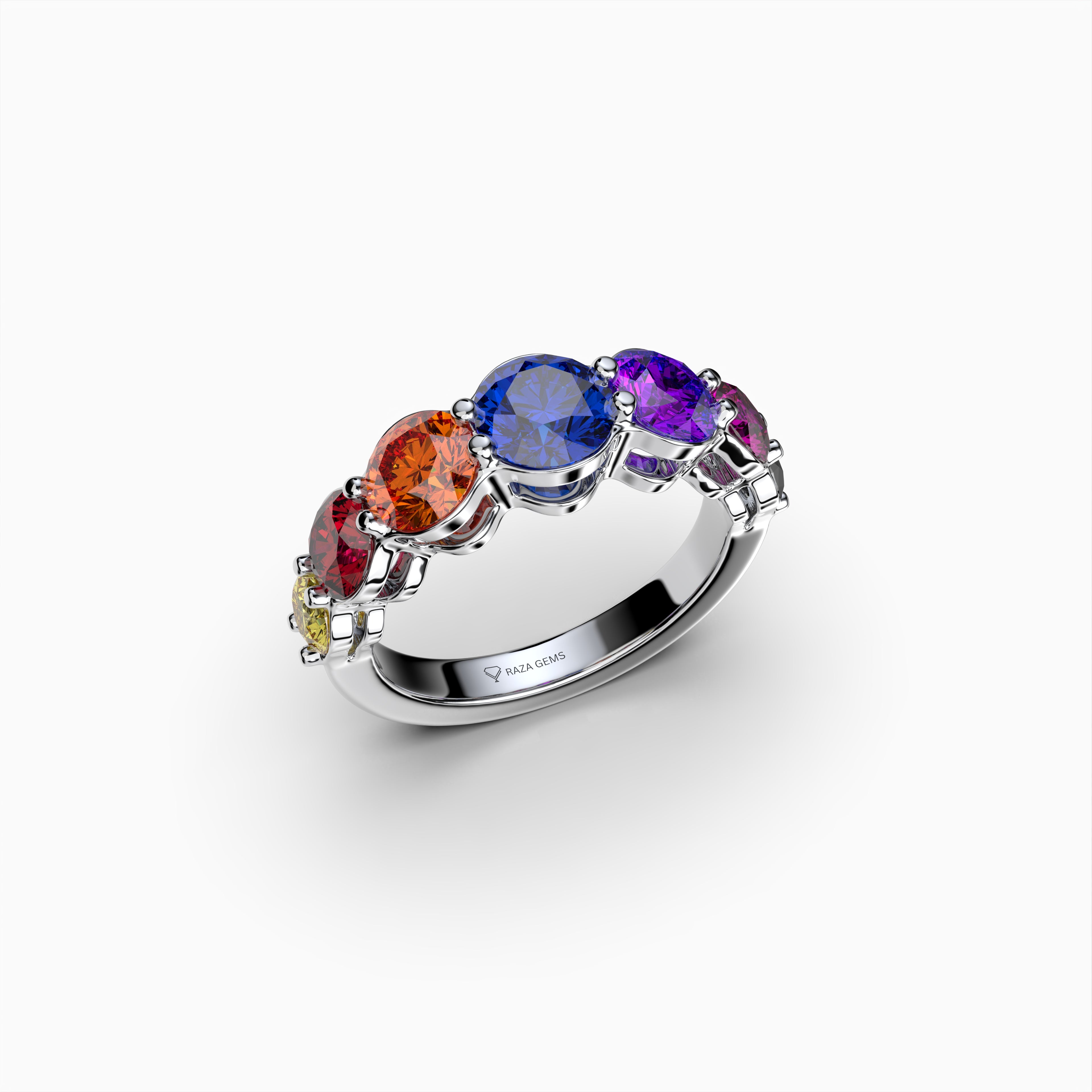 Maeve Natural Spinel Ring with 7 Multi-Color Stones – Raza Gems LLC