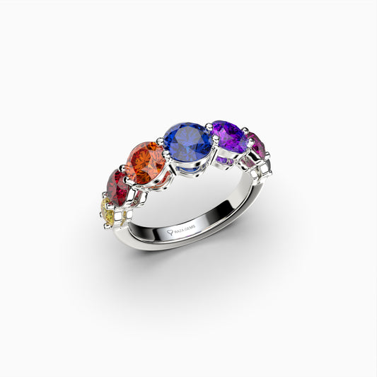 Maeve Natural Spinel Ring with 7 Multi-Color Stones