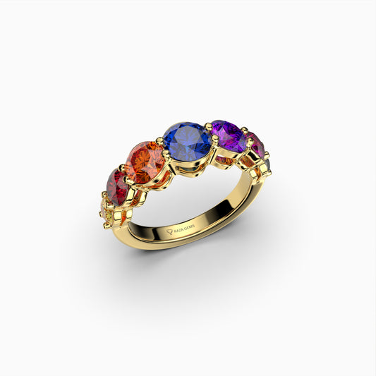 Maeve Natural Spinel Ring with 7 Multi-Color Stones