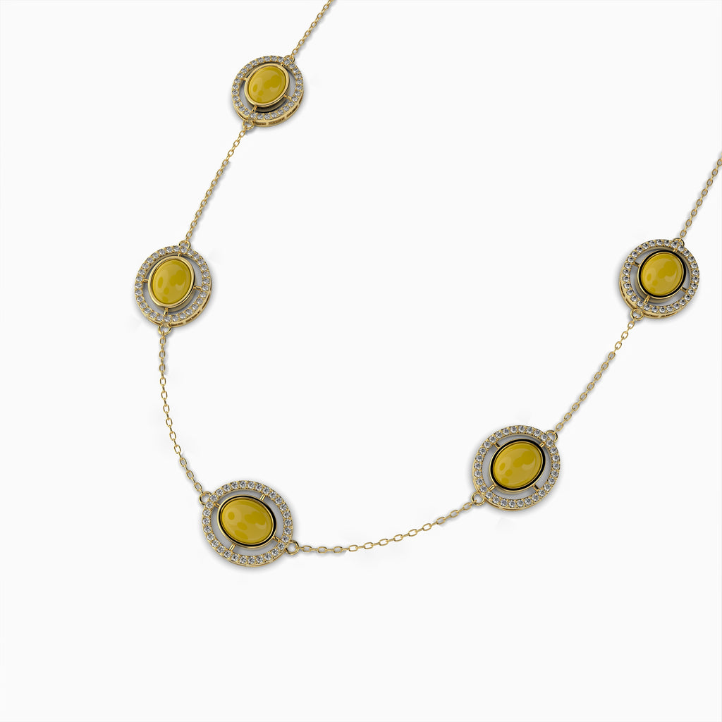 Natural Amber Necklace - Paisley