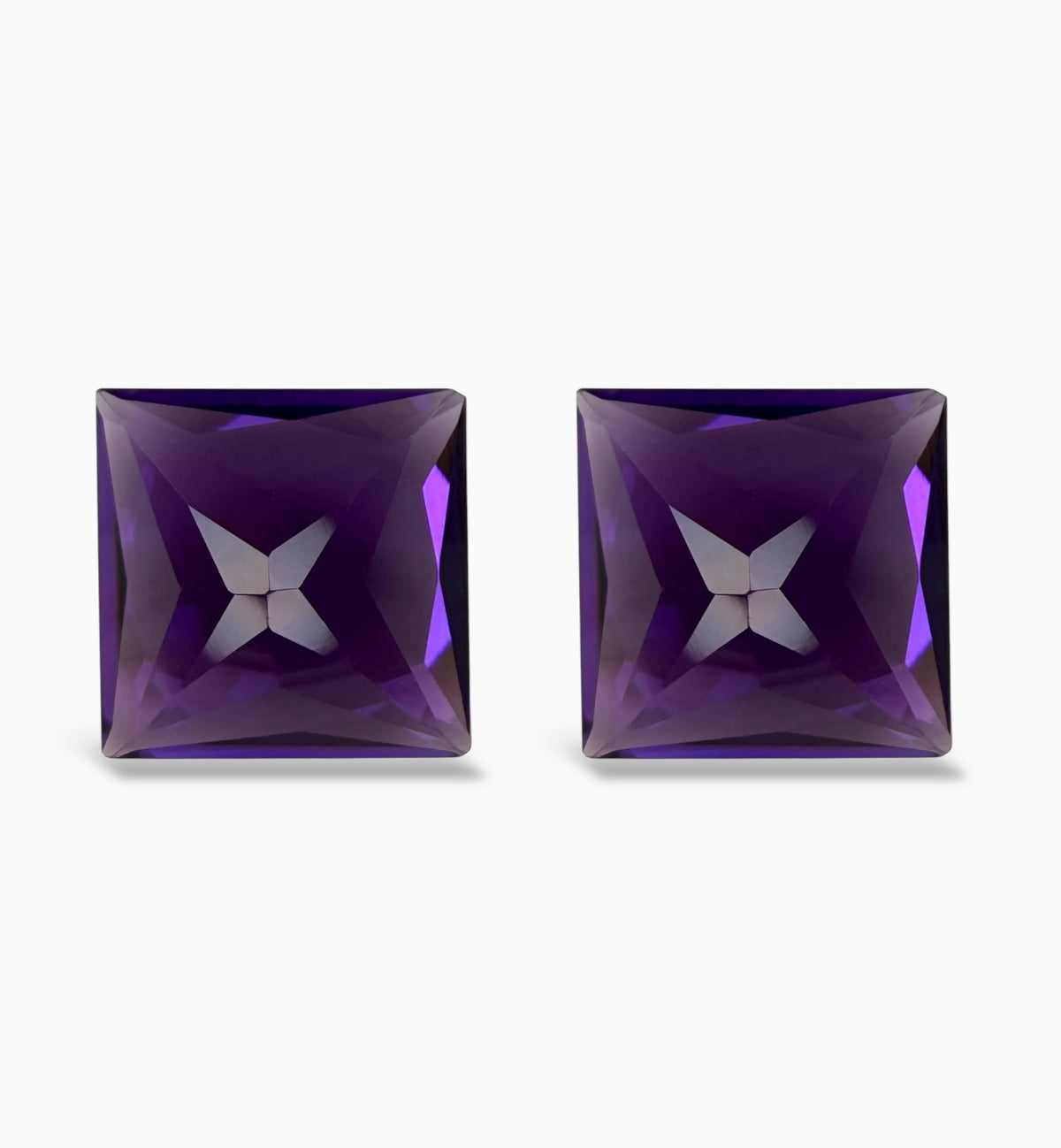 Natural Amethyst Princess Cut Stone Pair For Earrings 7.80 Carats 2 Pieces