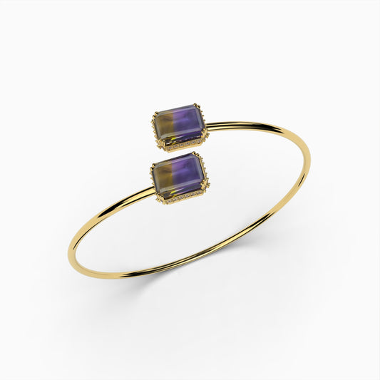 Natural Ametrine Stone Bangle - Savannah