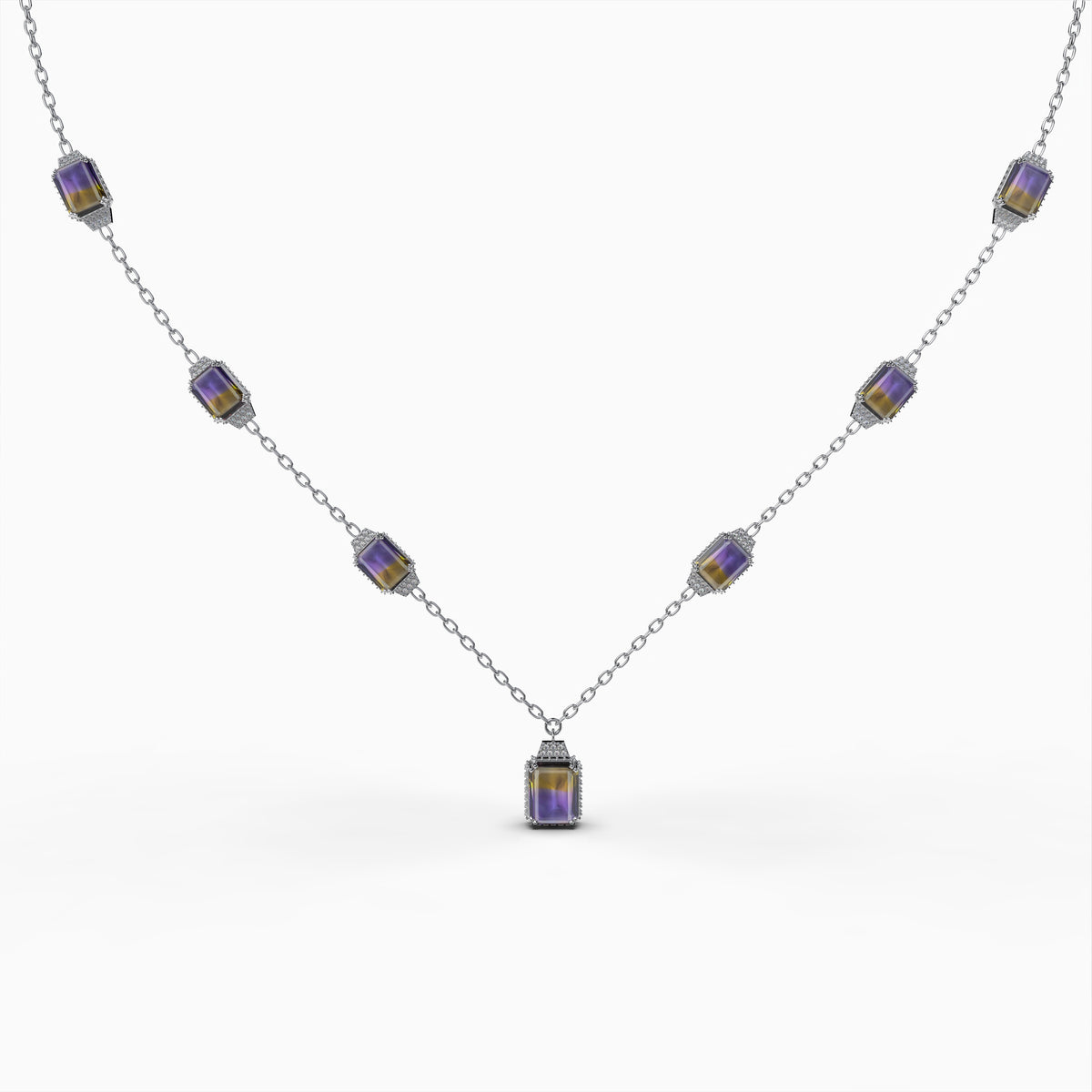 Natural Ametrine Stone Necklace - Caroline