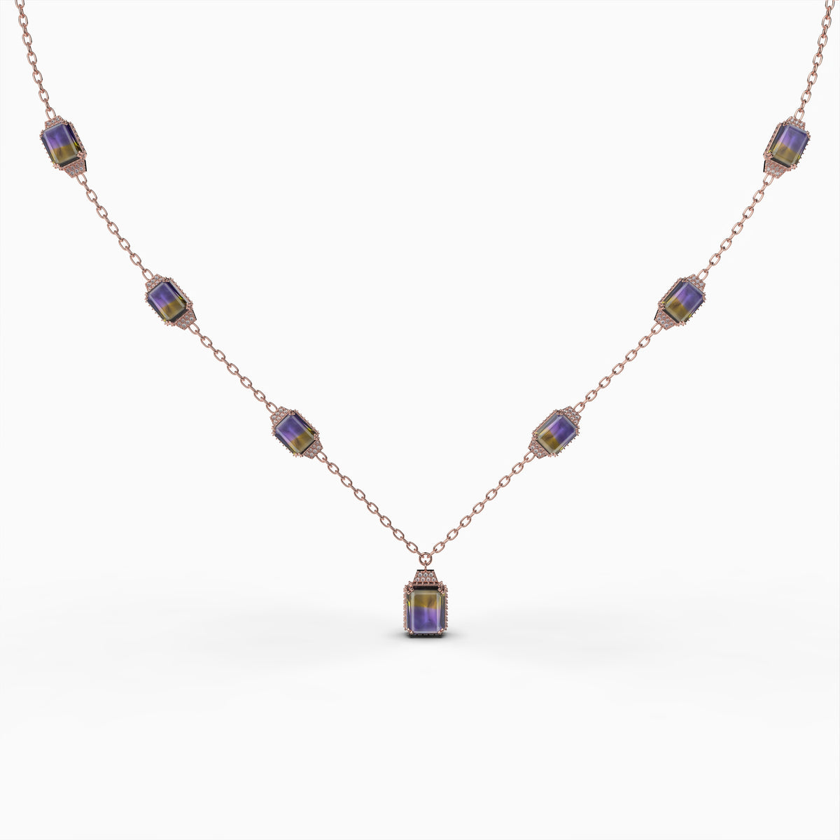 Natural Ametrine Stone Necklace - Caroline