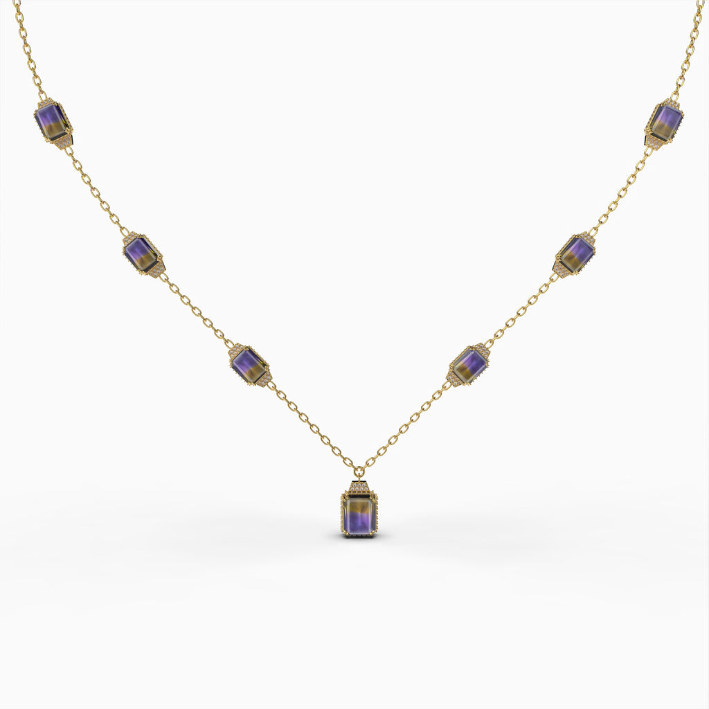 Natural Ametrine Stone Necklace - Caroline