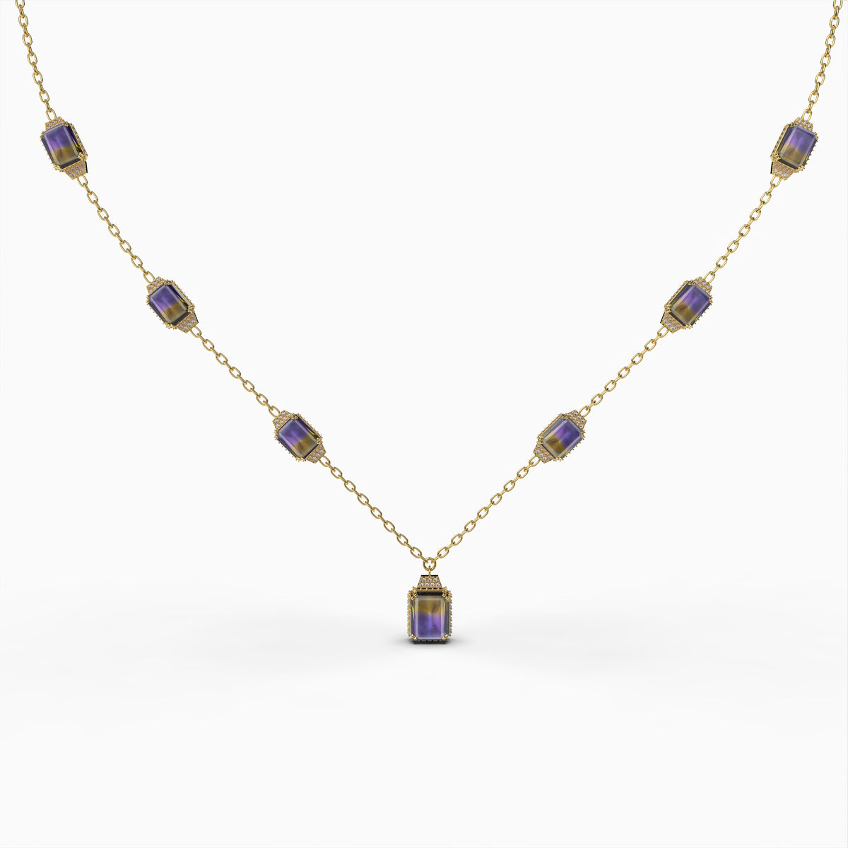 Natural Ametrine Stone Necklace - Caroline