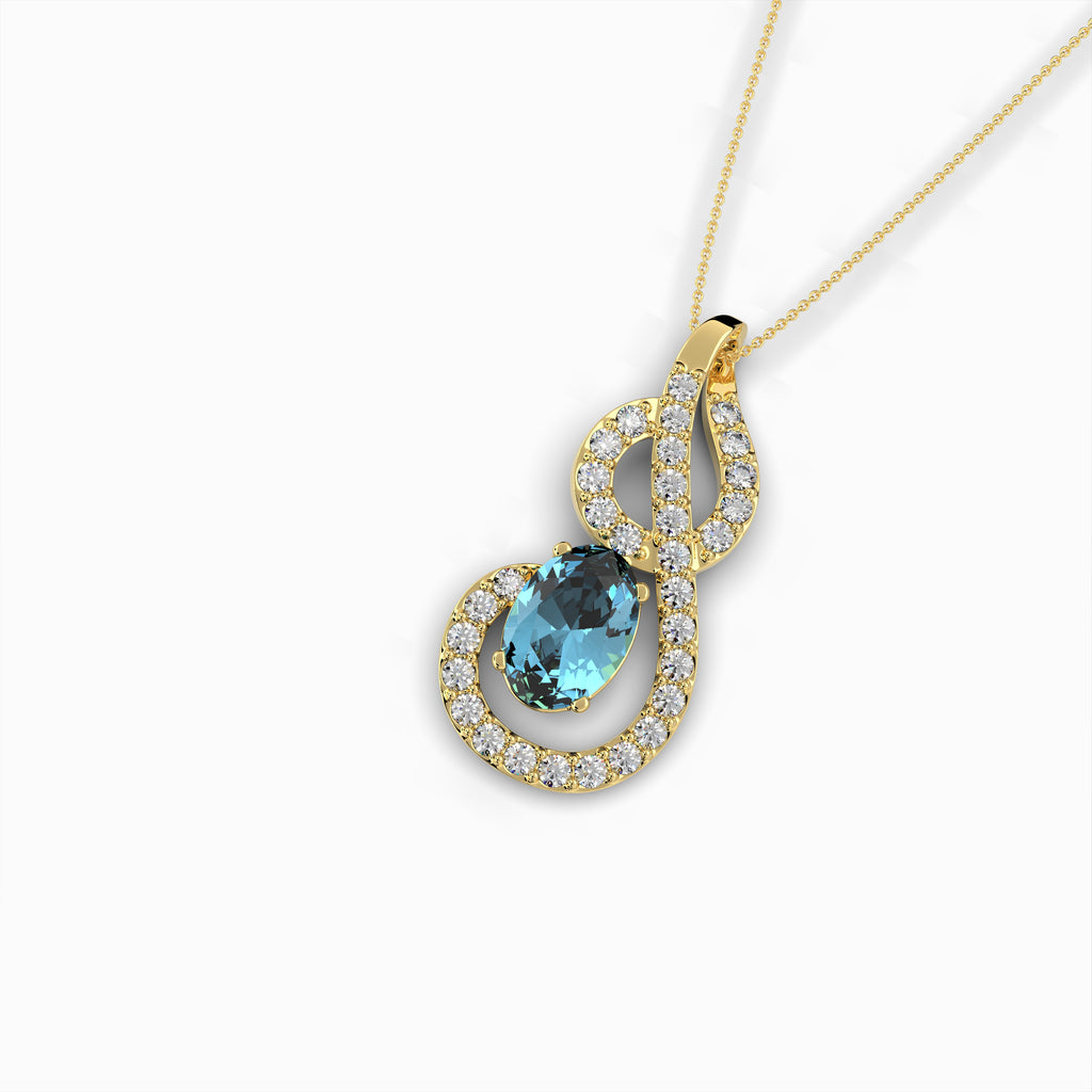 Natural Aquamarine Pendant - Violet