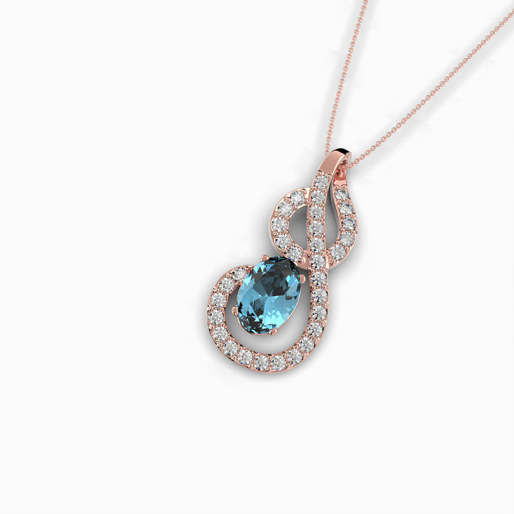Natural Aquamarine Pendant - Violet