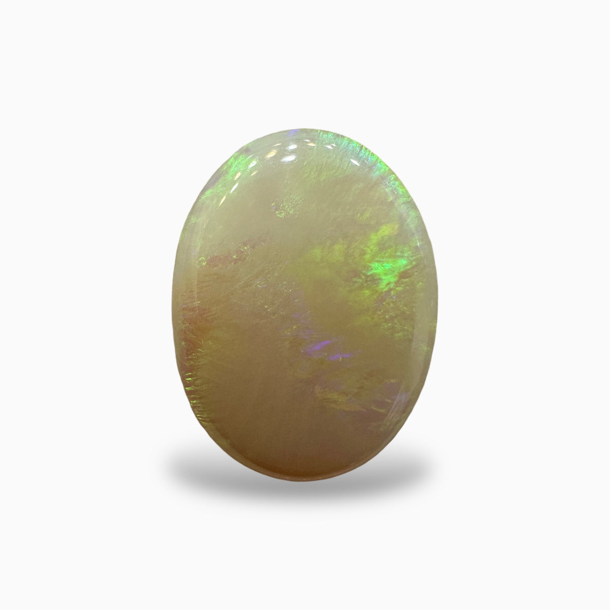 Natural Australian White Opal Stone 6.95 Carats Oval Cabochon Shape Size 19x14 mm