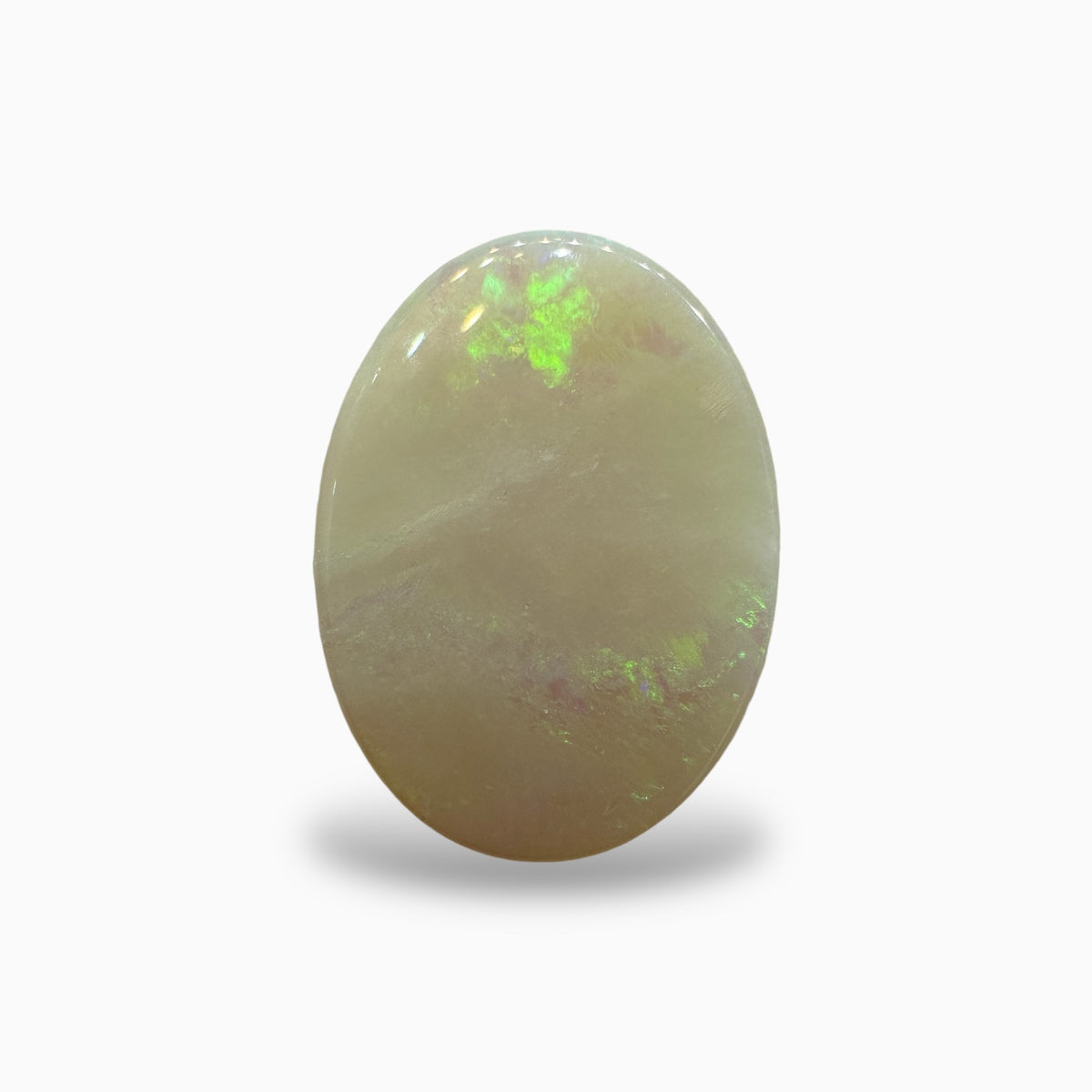 Natural Australian White Opal Stone 6.95 Carats Oval Cabochon Shape Size 19x14 mm