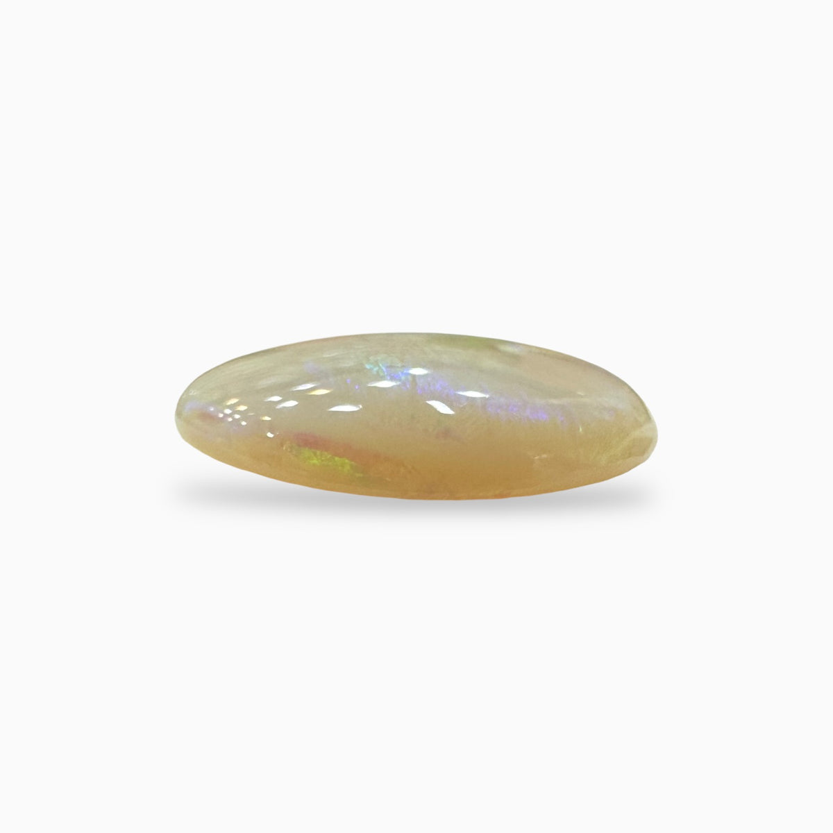 Natural Australian White Opal Stone 6.95 Carats Oval Cabochon Shape Size 19x14 mm