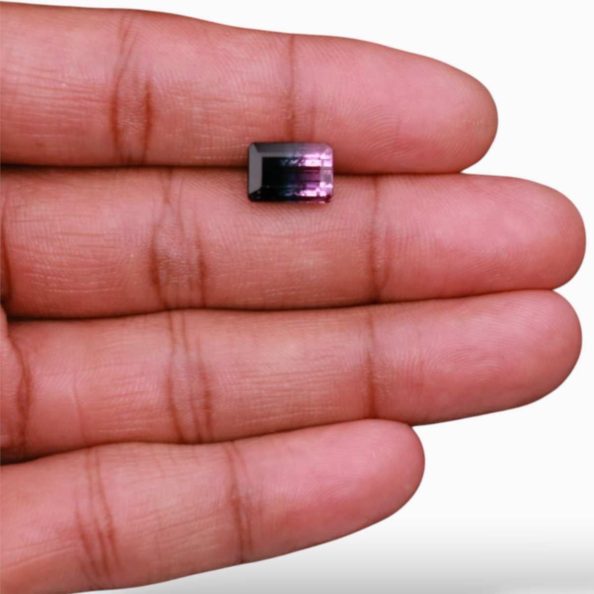 Natural Bi Color Tourmaline Stone 4.22 Carats in Emerald Cut Shape & Size 10.9x7.6mm