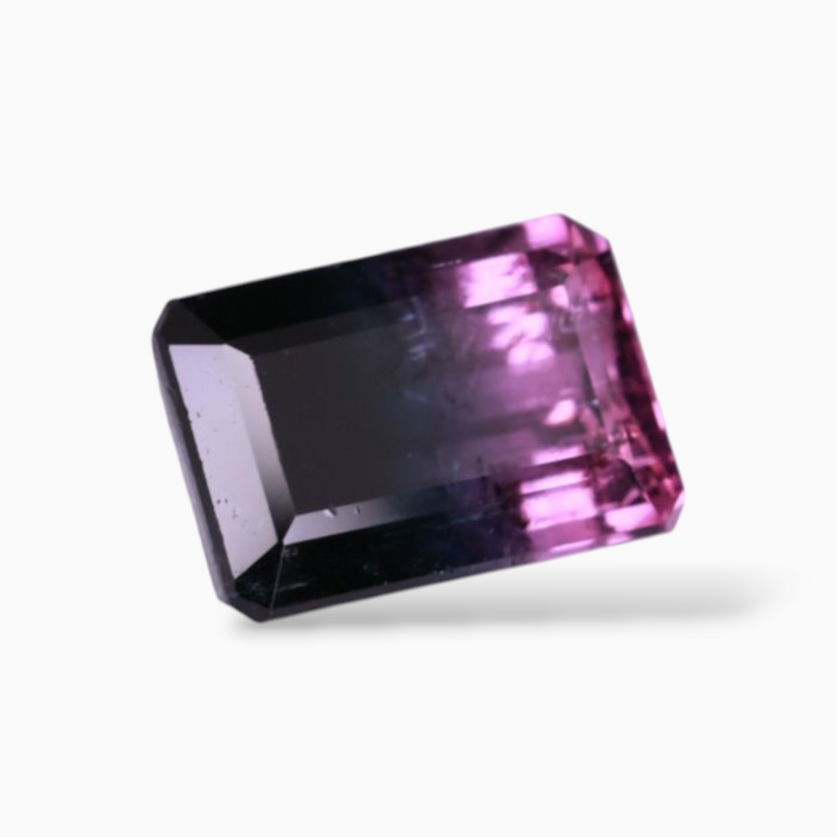 Natural Bi Color Tourmaline Stone 4.22 Carats in Emerald Cut Shape & Size 10.9x7.6mm