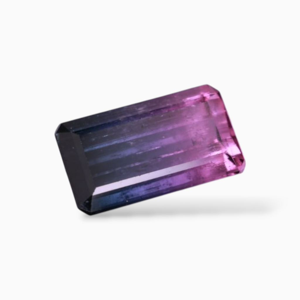 Natural Bi Color Tourmaline Stone 4.47 Carats in Emerald Cut Shape & Size 12.7x7.1mm