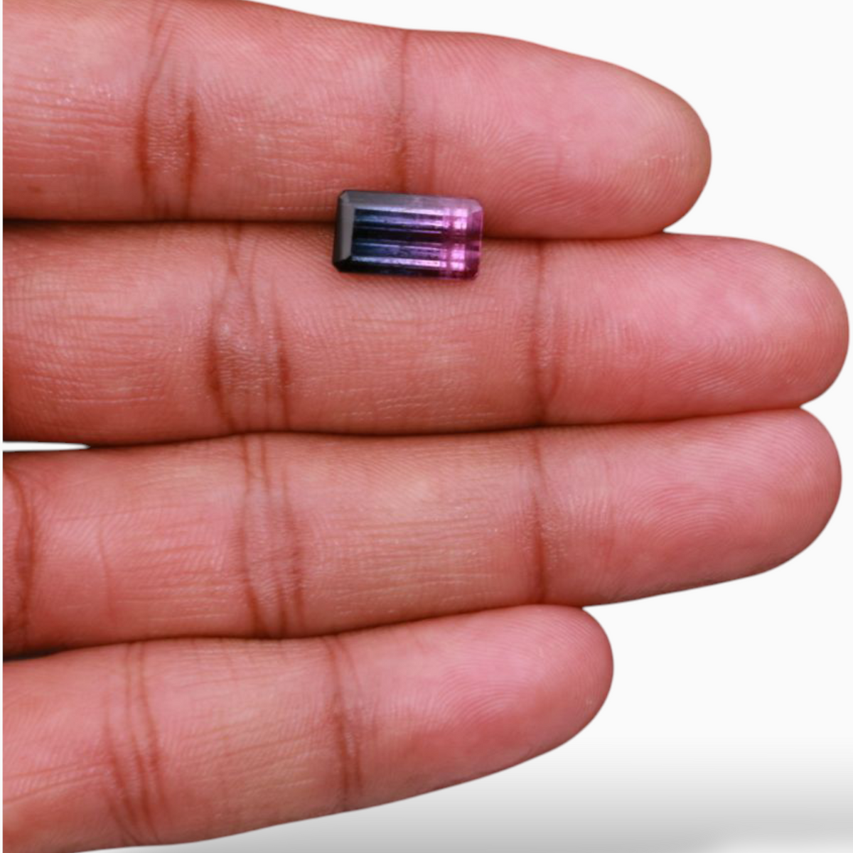 Natural Bi Color Tourmaline Stone 4.47 Carats in Emerald Cut Shape & Size 12.7x7.1mm