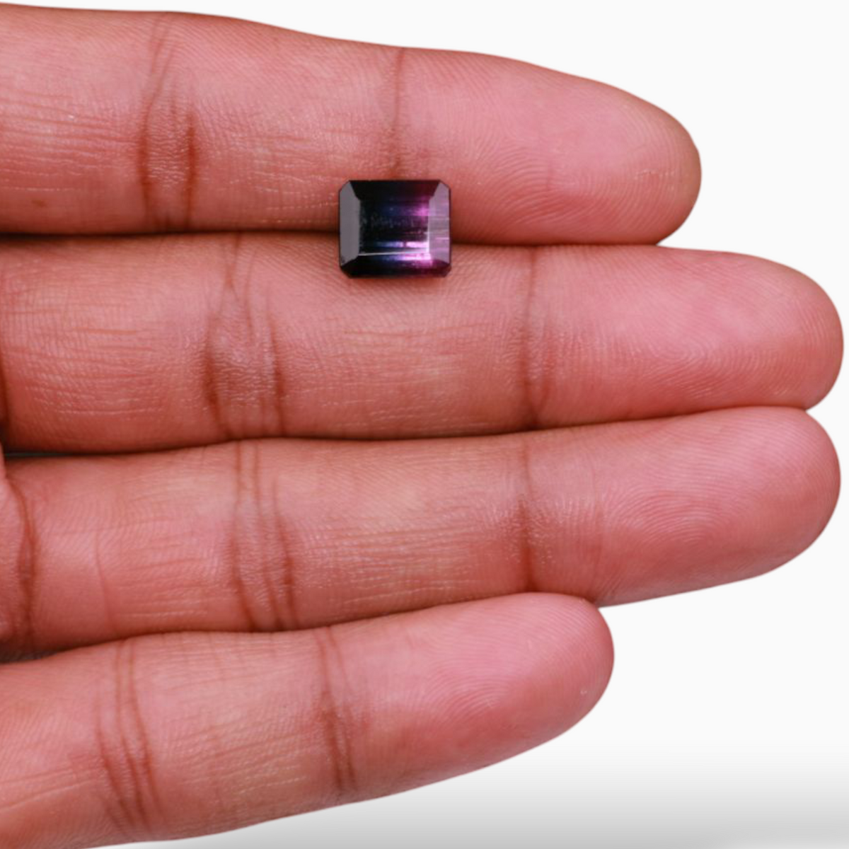 Natural Bi Color Tourmaline Stone 5.10 Carats Emerald Cut Shape & Size 9.8x8.6mm