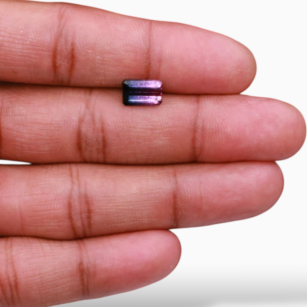 Natural Bicolor Tourmaline Stone 2.38 Carats in Emerald Cut Shape & Size 9.5x6.3mm