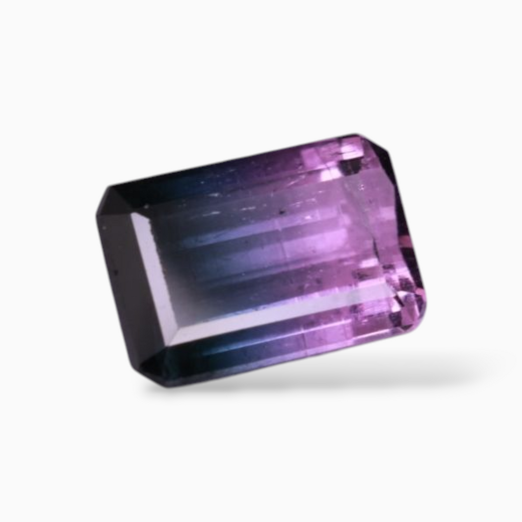 Natural Bicolor Tourmaline Stone 2.45 Carats in Emerald Cut Shape & Size 9.4x6.4mm