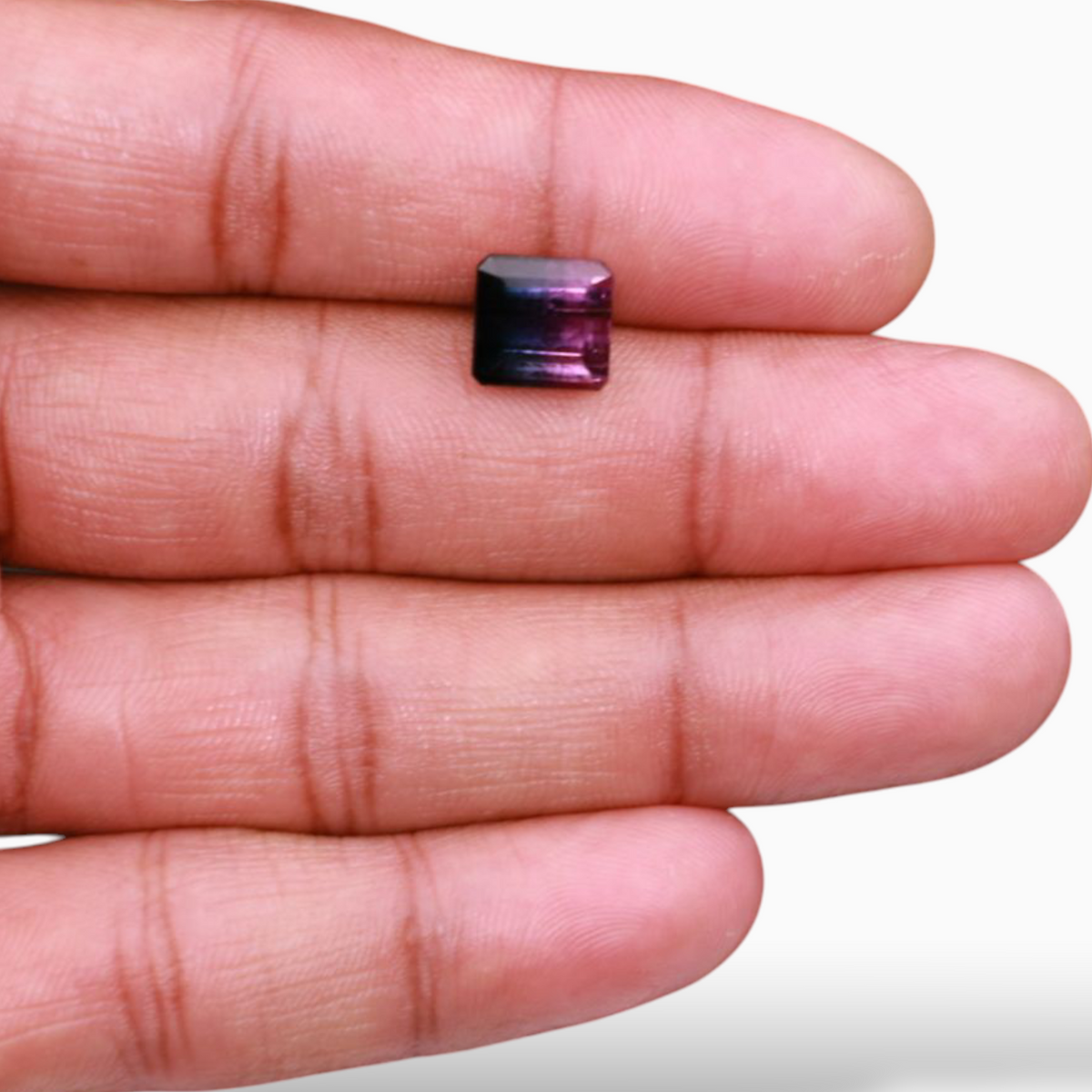 Natural Bicolor Tourmaline Stone 4.87 Carats in Emerald Cut Shape & Size 9.2x9mm