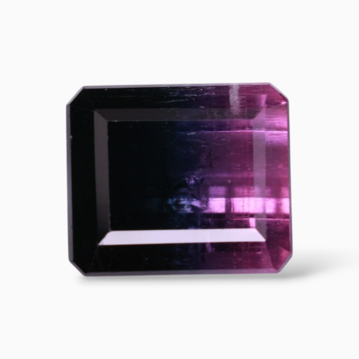 Natural Bicolor Tourmaline Stone 9.82 Carats in Emerald Cut Shape & Size 12.8x11mm