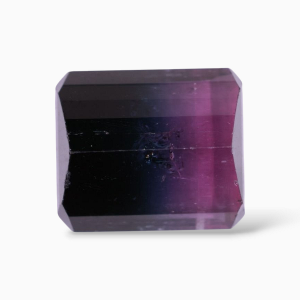 Natural Bicolor Tourmaline Stone 9.82 Carats in Emerald Cut Shape & Size 12.8x11mm