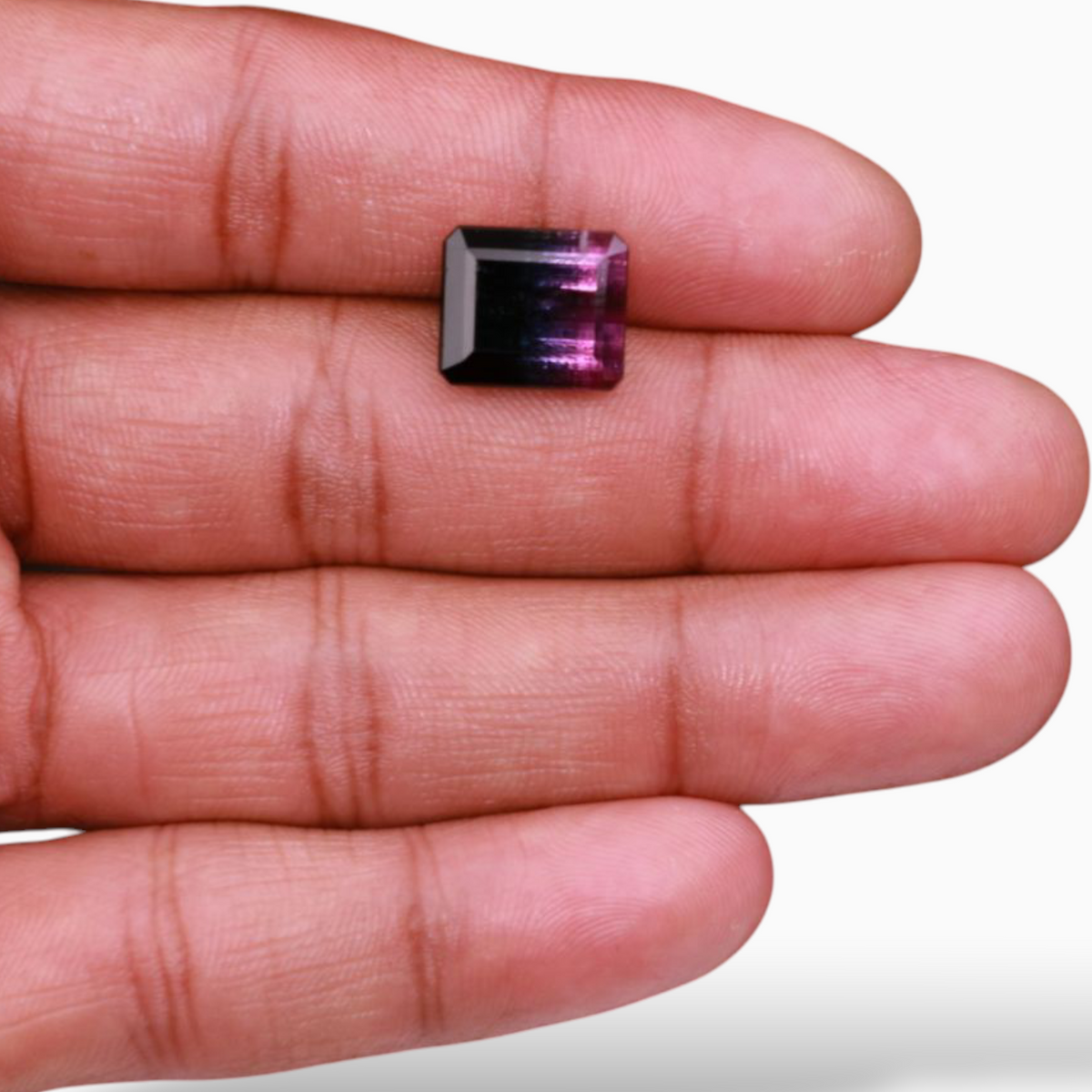 Natural Bicolor Tourmaline Stone 9.82 Carats in Emerald Cut Shape & Size 12.8x11mm