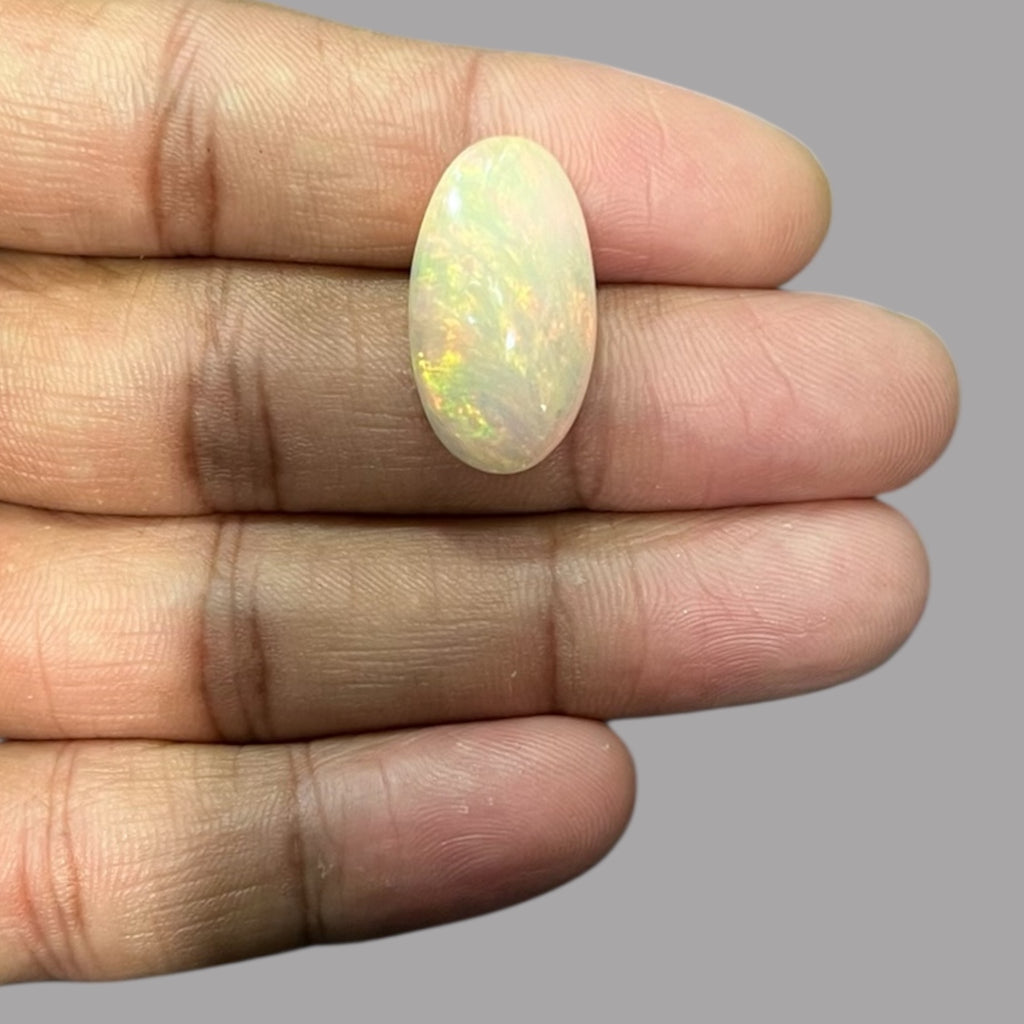 Natural Black Ethiopian Opal Stone 10.01 Carats Oval Cabochon Shape Size 23.7 x 13.2 x 6.6 mm