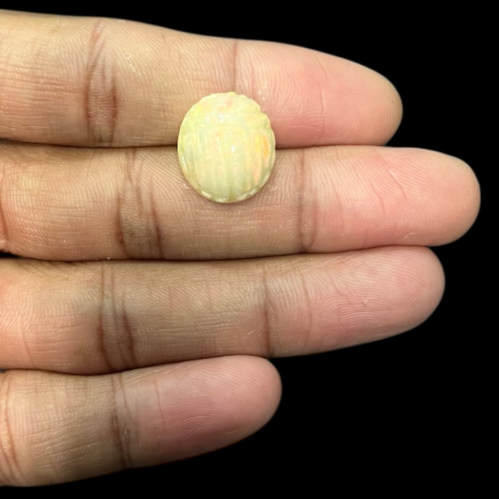 Natural Black Ethiopian Opal Stone 10.57 Carats Oval Cabochon Shape Size 16.5 x 14.5 x 10 mm
