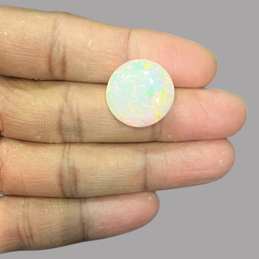  Natural Black Ethiopian Opal Stone 10.84 Carats Round Cabochon Shape Size 19.2 x 5.9 mm 